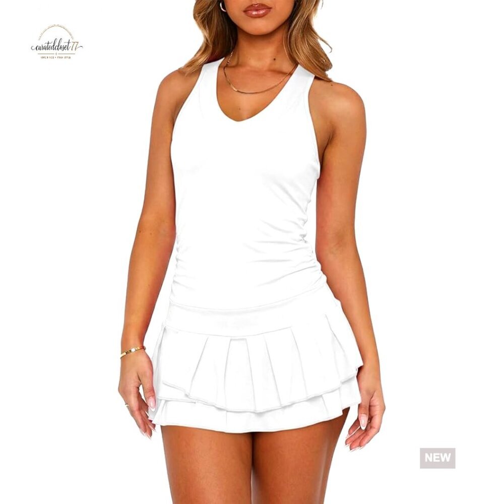 Women's Tennis Dress with Built-in Shorts, Quick-Dry Athletic Golf Workout
